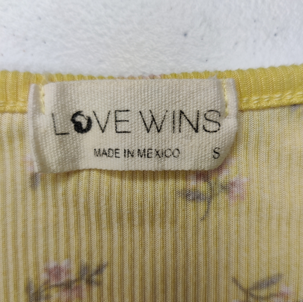 Love Wins Yellow Floral Top - Women's Size Small - Picture 3 of 3